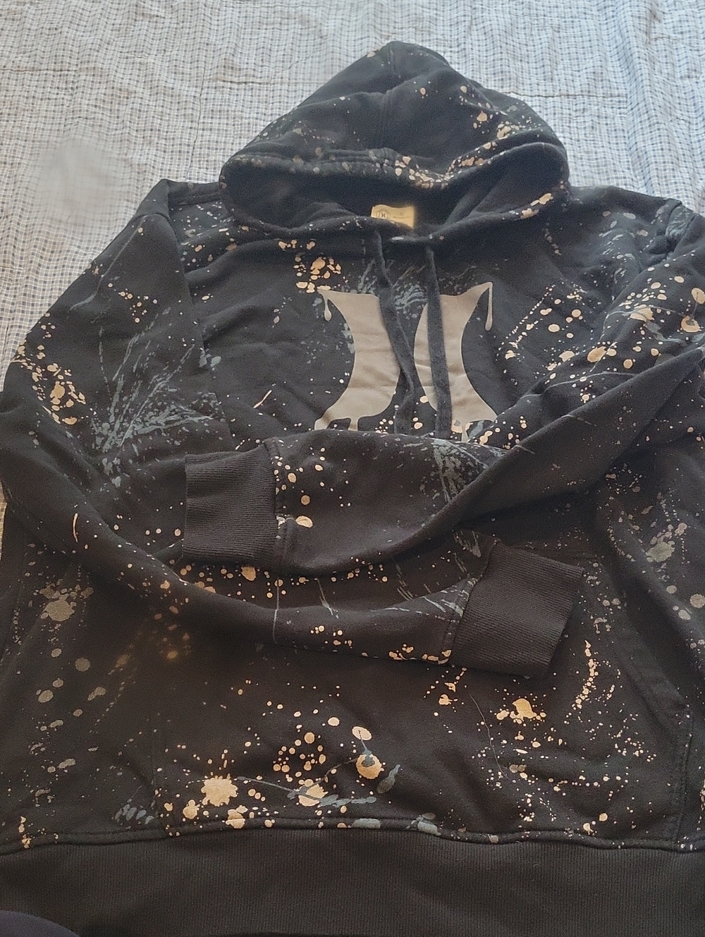 Hurley Black Hoodie with Cream Splatter